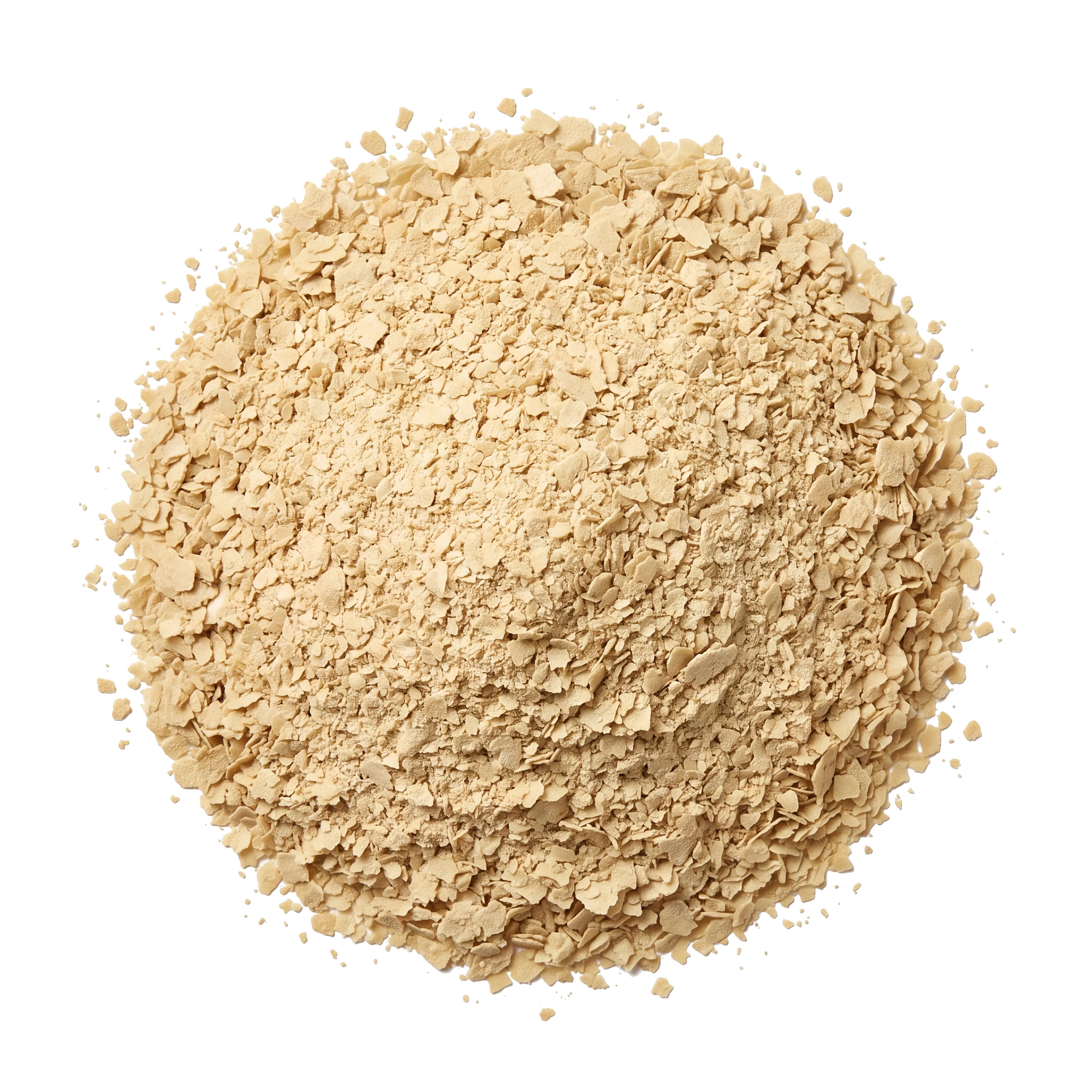 A heap of pale golden brewer's yeast flakes
