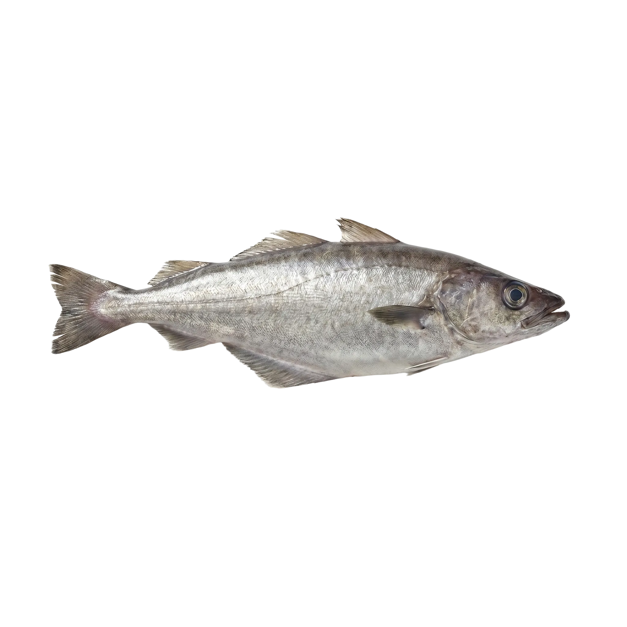 A whole raw Alaskan pollock, the fish source of omega-3 oil