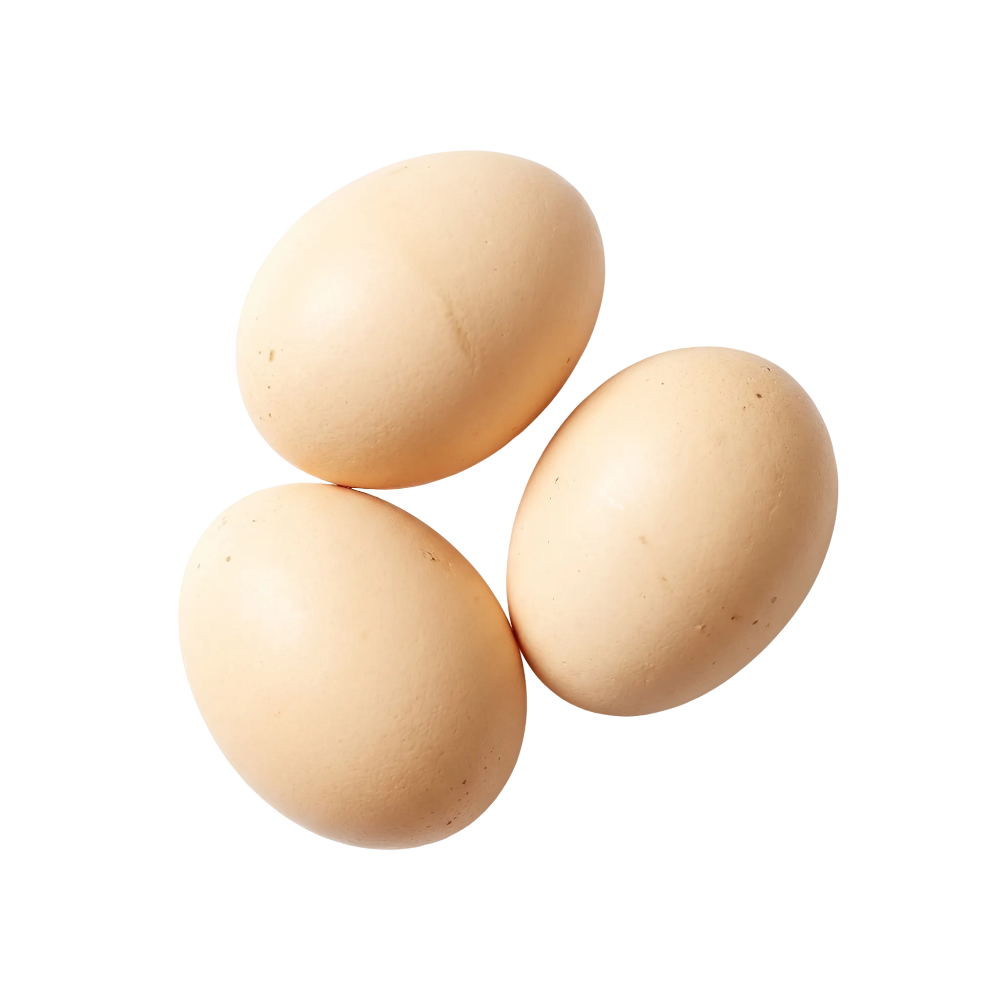 Three whole cream-coloured eggs grouped together