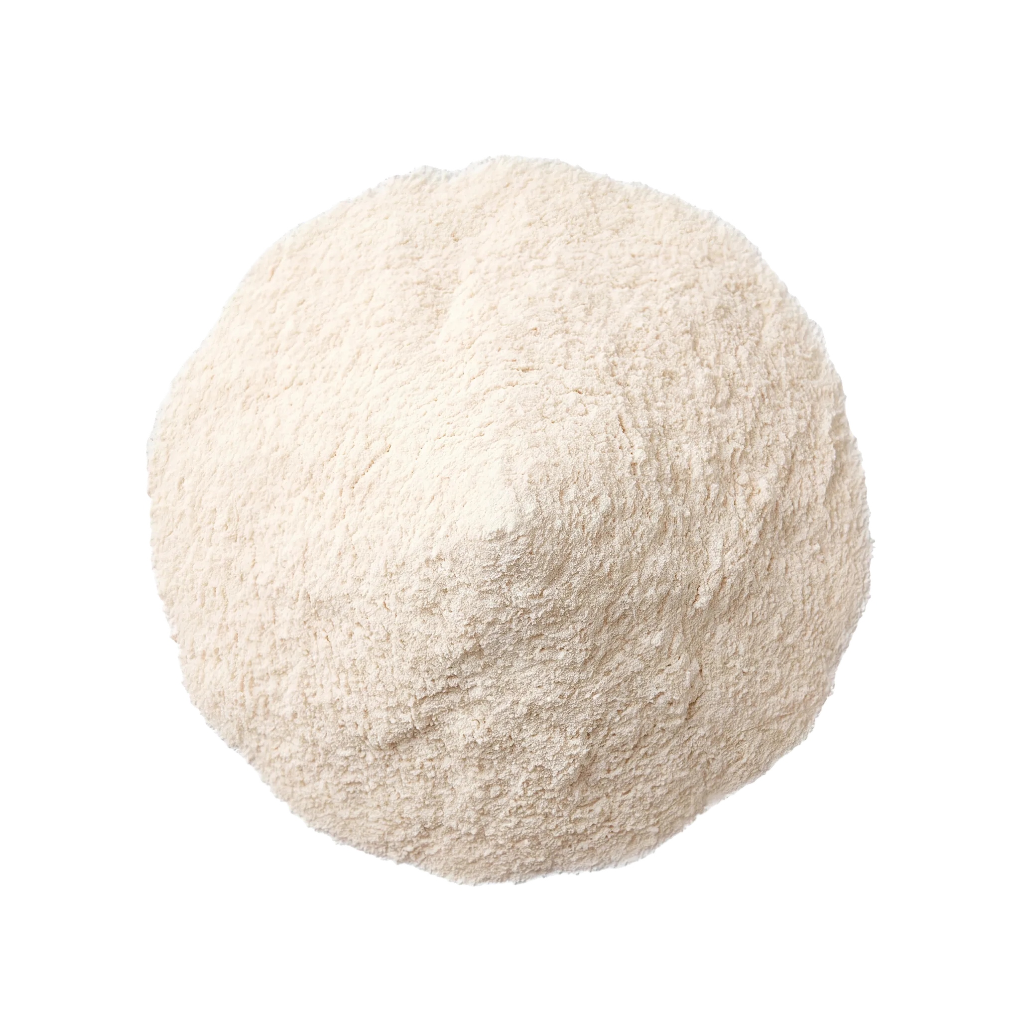 A soft heap of off-white xanthan gum powder, viewed from above