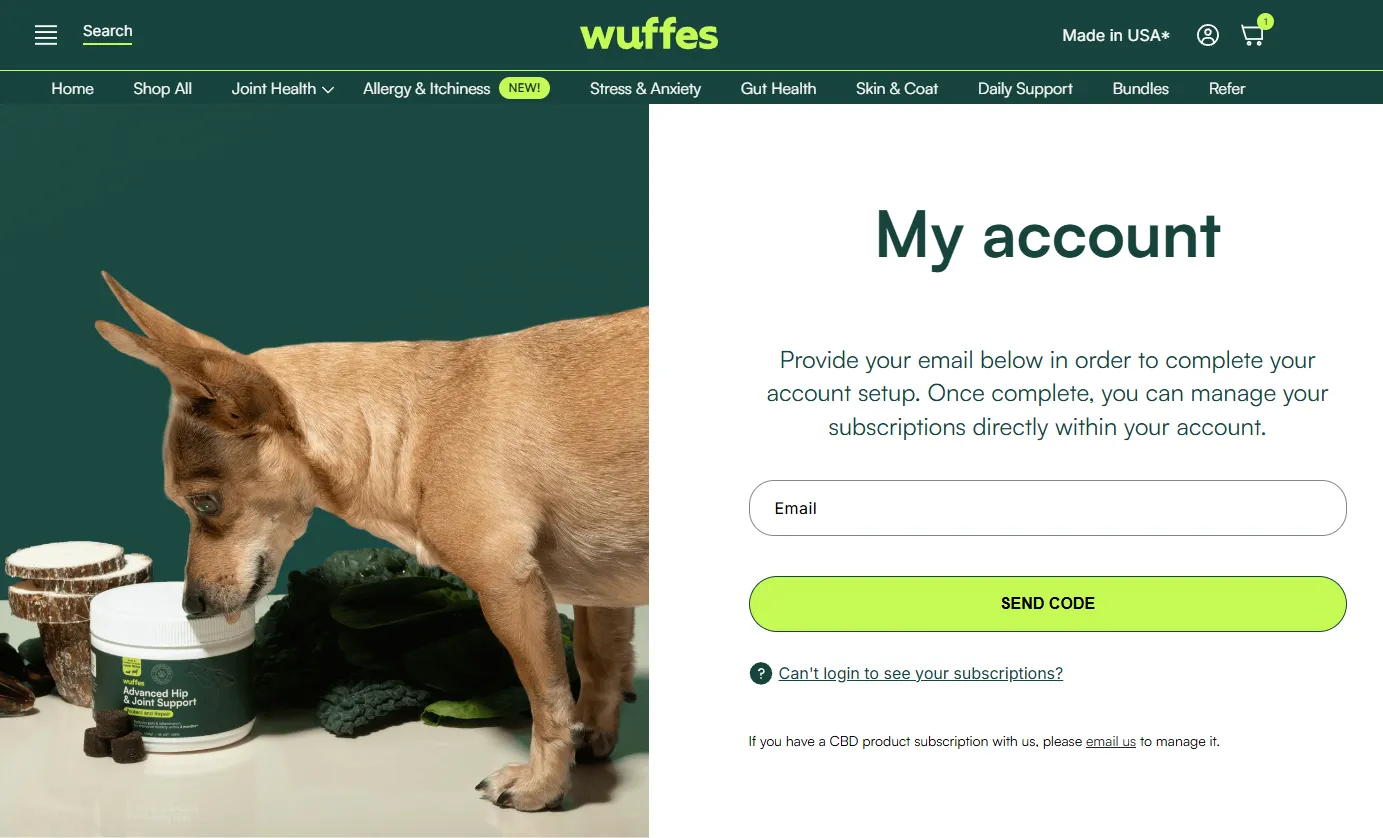 The My account sign-in page asking for your email address, with a Send code button