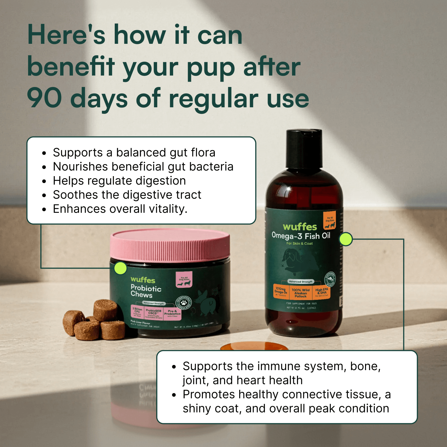 Probiotic Chews + Omega 3 Fish Oil 16oz