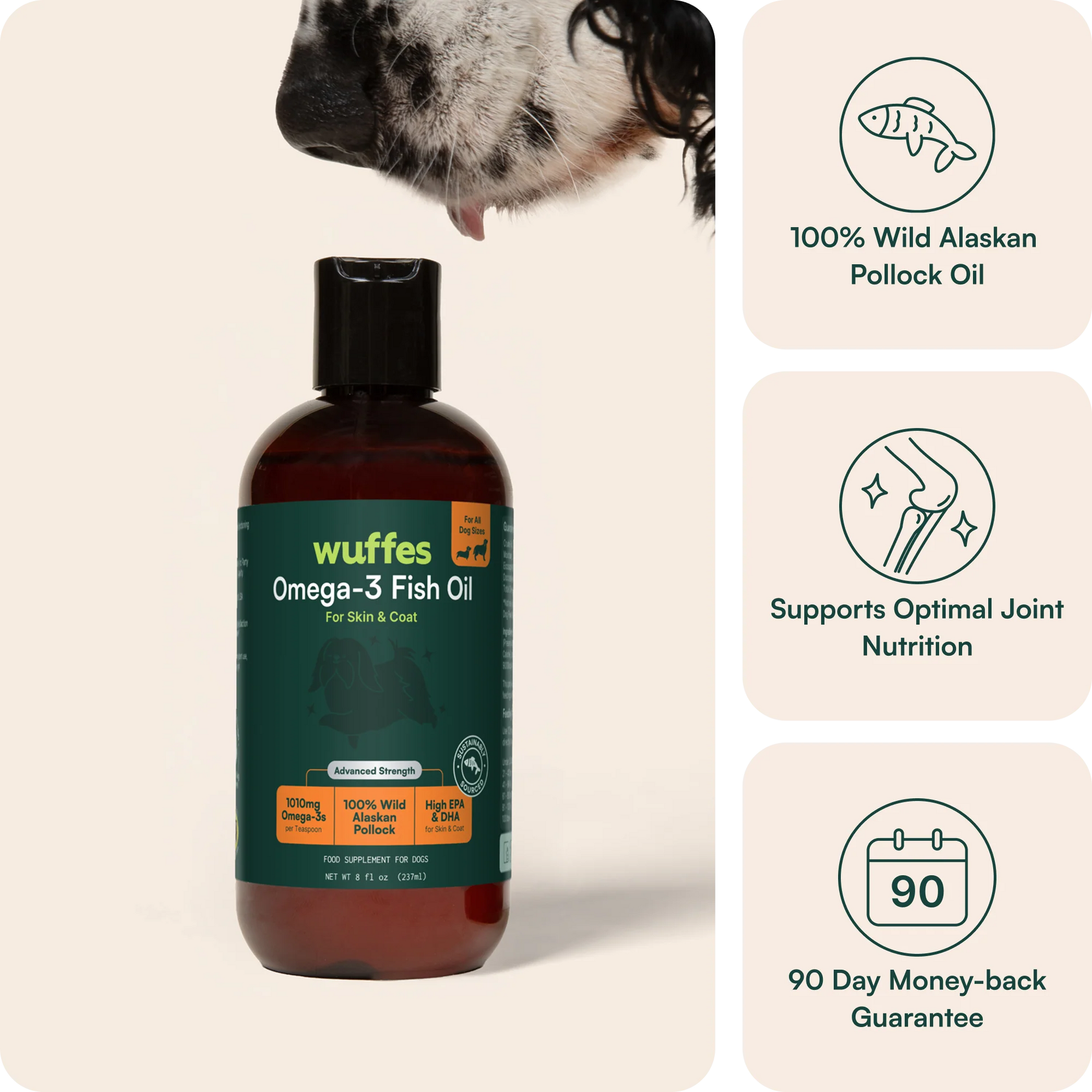 Omega-3 Fish Oil for Dogs 8oz | EPA & DHA for Skin, Coat, Joints & Immunity | Wuffes Omega-3 Fish Oil for Dogs 8oz | EPA & DHA for Skin, Coat, Joints & Immunity | Wuffes